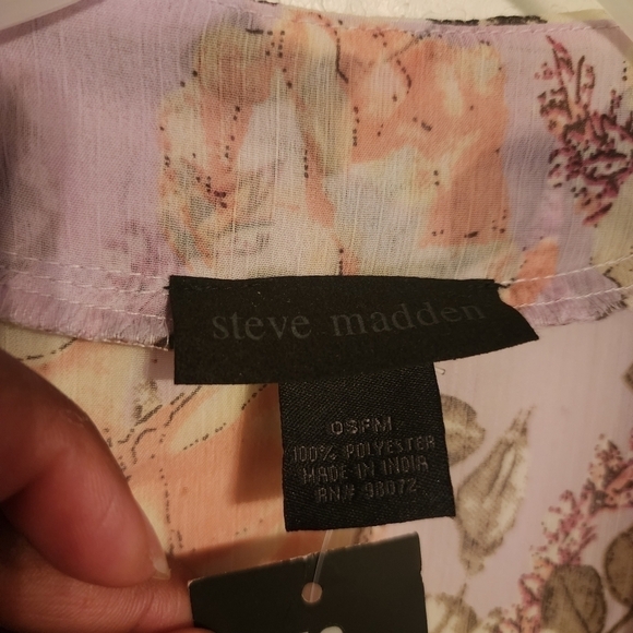 Steve Madden Long Sheer Lavender Floral Kimono Cardigan w/ Pockets One Size NWT - Picture 6 of 12